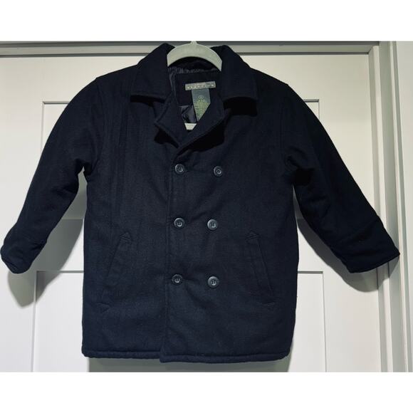 Kenneth Cole Reaction Wool Blend Black Double Breasted & Pockets Coat Boys Sz 4 - Picture 2 of 12